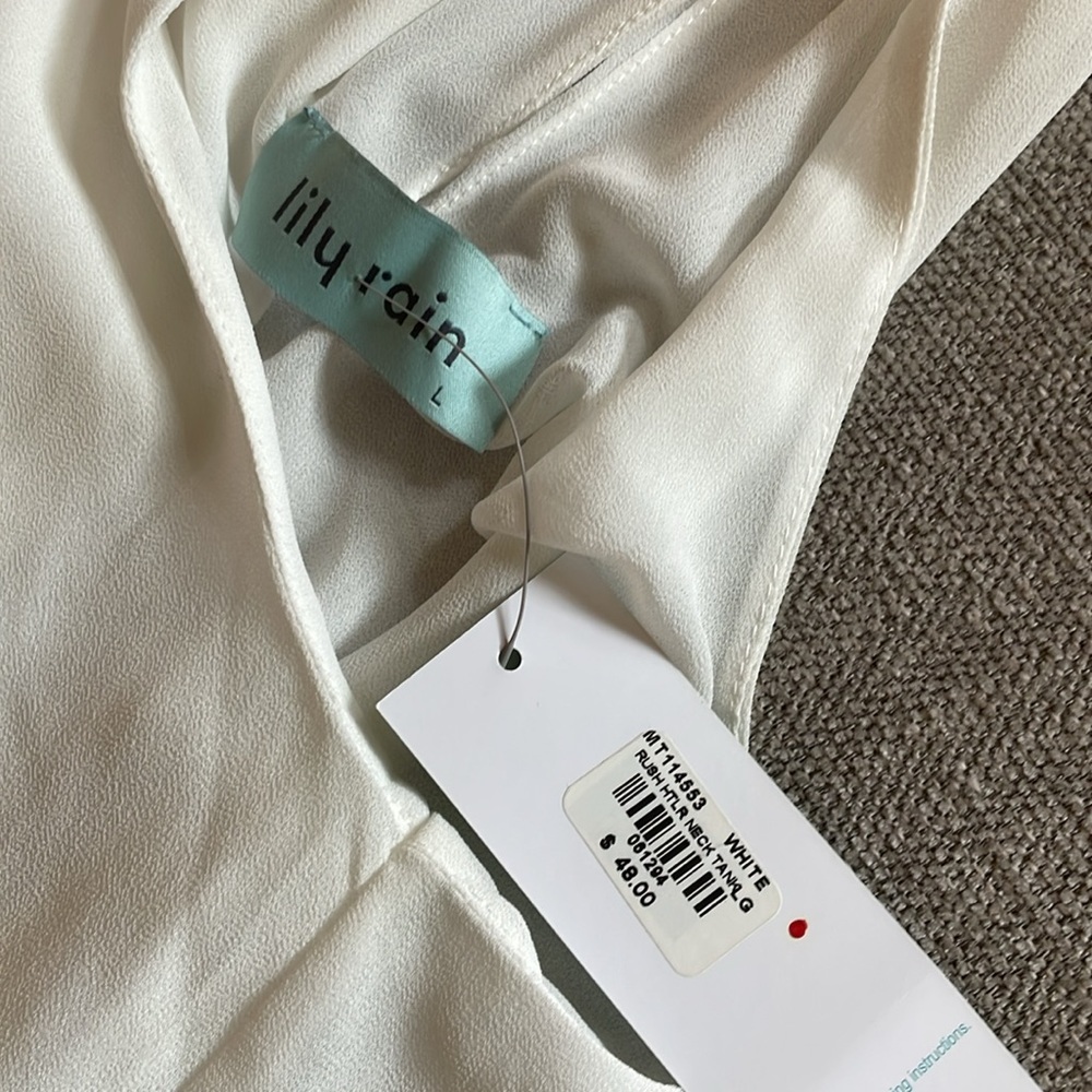 NWT! Lily Rain White High Neck Blouse - Picture 3 of 3